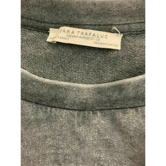 Zara Womens Solid Gray Pearl Long Sleeve Oversized Crew Neck Sweater Top Small - Picture 6 of 9